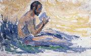 Paul Signac man reading oil painting reproduction